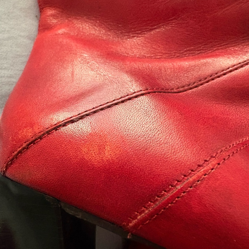 Bakers Square Red Leather Boots Size 8 - Picture 11 of 11